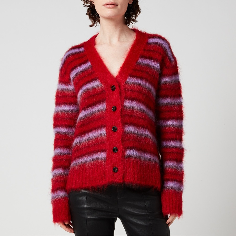 Marni Designer Striped Red/ Pink and Purple Women's Sweater